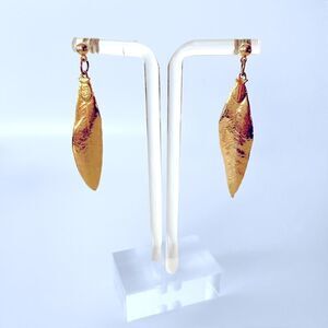 Gold Dipped Feather Drop Earrings